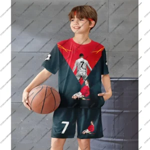 Football Jersey Tee Men Kids Set Soccer Ronaldo 7 Outdoor Gift Youth Quick-drying Top Boy Sports Playwear Shorts Casual T Shirt